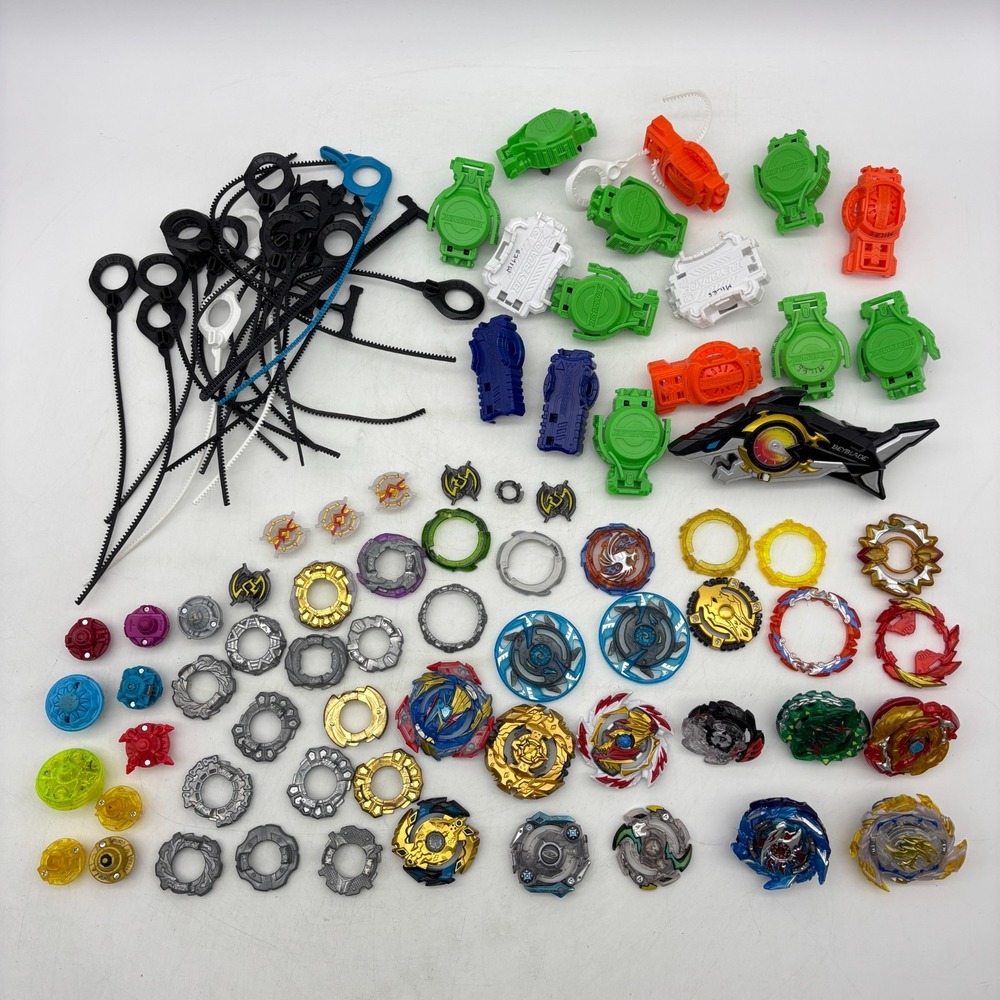 Beyblade Burst Huge Parts Lot Launchers DB QuadDrive QuadStrike Tops Hasbro